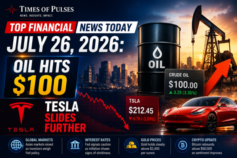 Top Financial News Today, July 26, 2026: Oil Hits $100, Tesla Slides Further