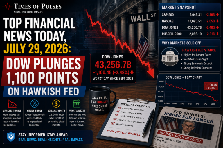 Top Financial News Today, July 29, 2026: Dow Plunges 1,100 Points on Hawkish Fed