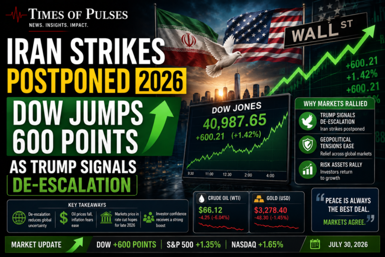 Iran Strikes Postponed 2026: Dow Jumps 600 Points as Trump Signals De-Escalation