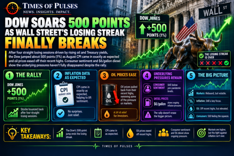 Dow Soars 500 Points as Wall Street’s Losing Streak Finally Breaks