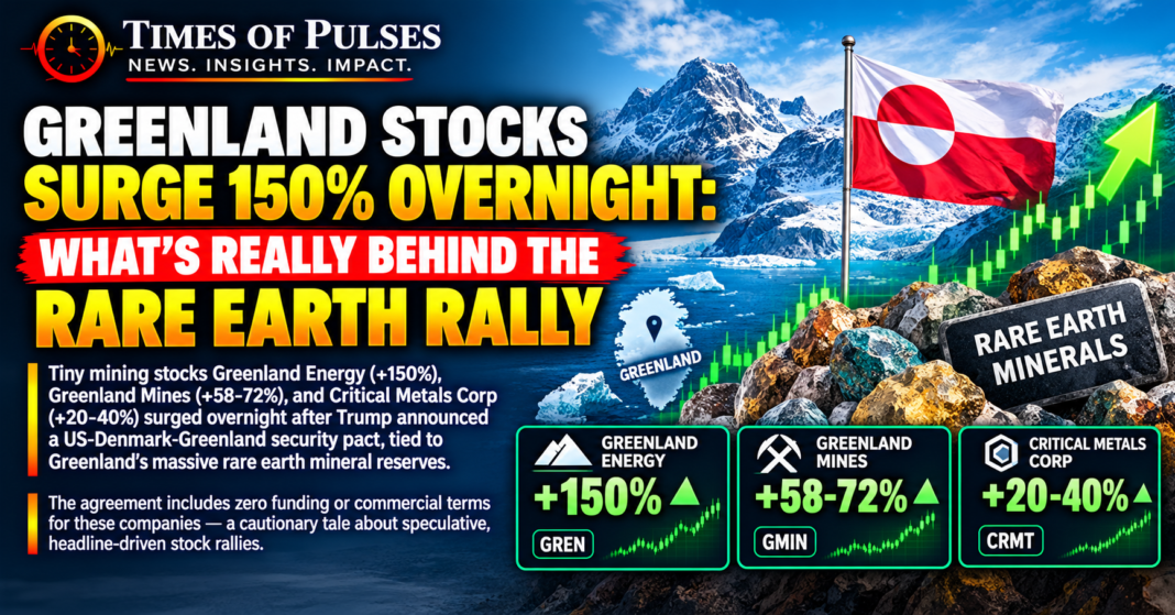 Greenland stocks surge chart showing overnight rally in rare earth mining shares