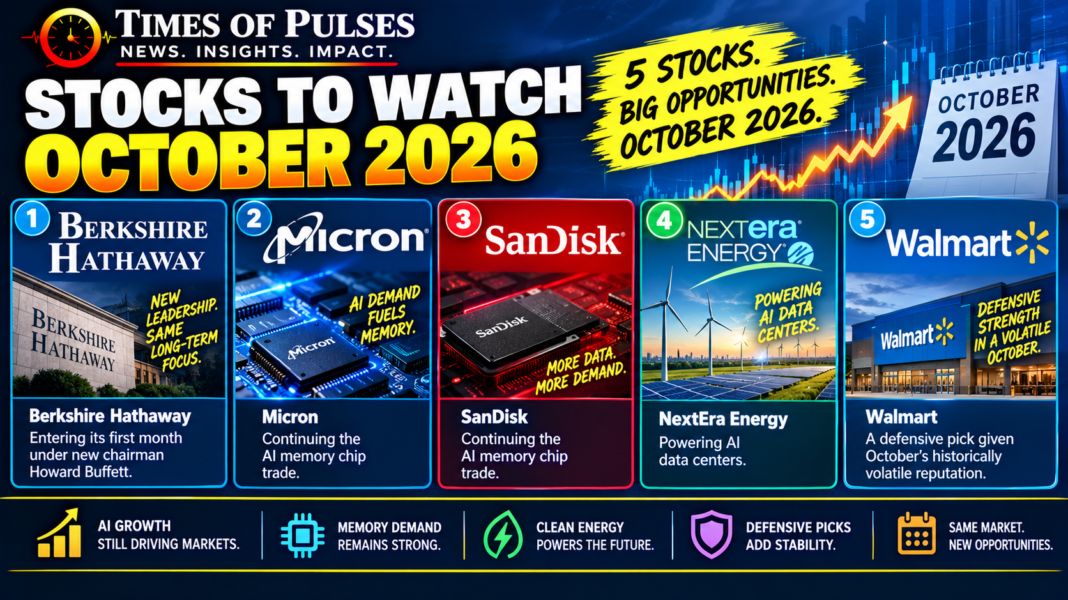 Stocks to watch October 2026 graphic showing five featured companies